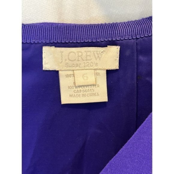 J Crew Super 120s Size 6 Purple Wool Vneck Shift Dress - Picture 2 of 3